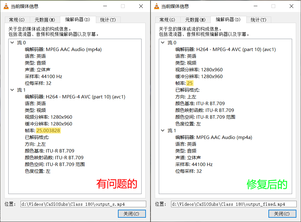 编解码器信息对比